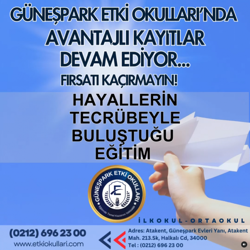 Güneşpark Etki Okulları’nda Avantajlı Kayıtlar Devam Ediyor! 